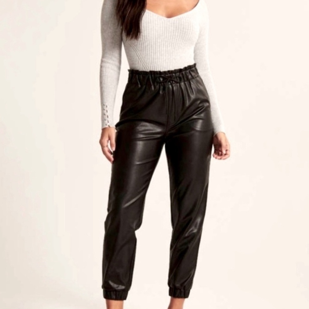 Abercrombie faux leather joggers